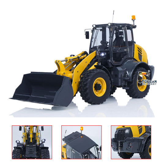 LESU 1/14 4X4 RC Hydraulic Loader Aoue WA100M-8 Metal Remote Control Construction Vehicle Model 4CH Valve Axle Differential Lock Sound Light