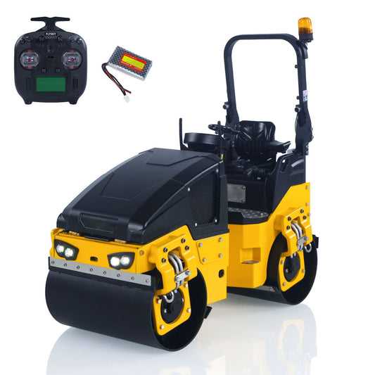 US STOCK 1/14 Metal RC Electric Road Roller BOM BW120AD RTR Remote Control Construction Vehicle Model Flysky ST8 Radio Battery Light System