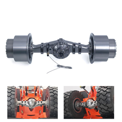 Metal Wheel Side Reduction Front Axle for 1/14 RC Hydraulic Loader ZW370 JDM-198 Radio Control Articulated Truck Model E450C Construction Vehicle