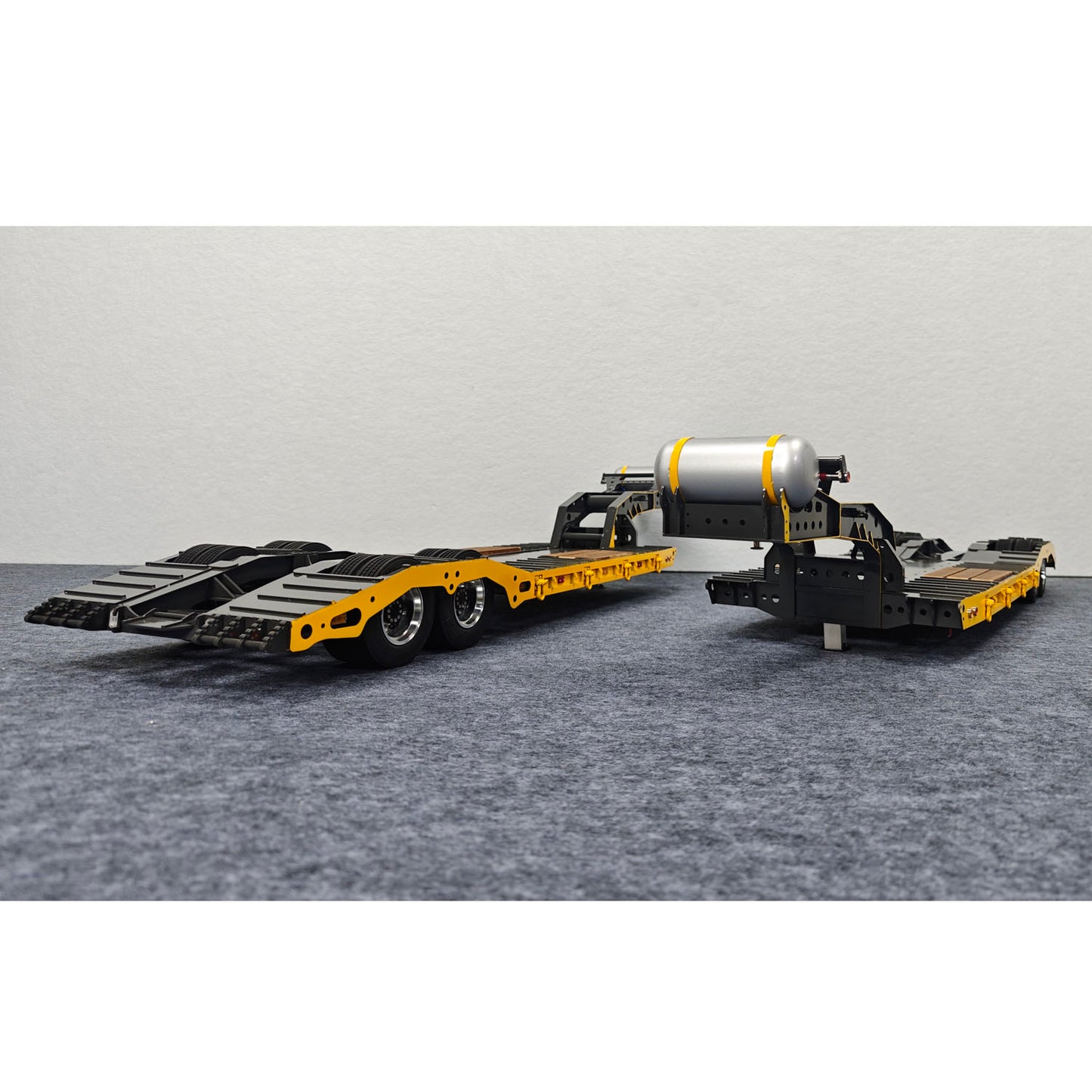 9.1Inches Width 1/14 Metal 2 Axles Gooseneck Lowboy Trailer for 1/14 Tamiya Remote Control Tractor Truck RC Vehicle Loader DIY Model Car Painted