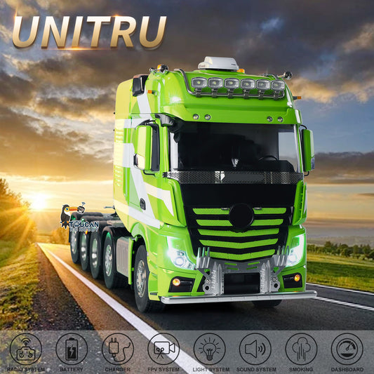 Unitru 01 3363 1/14 RC Tractor Truck 10x10 Metal Chassis Remote Control Lorry Car Smoke FPV ST8 Radio Battery RTR Warning Light