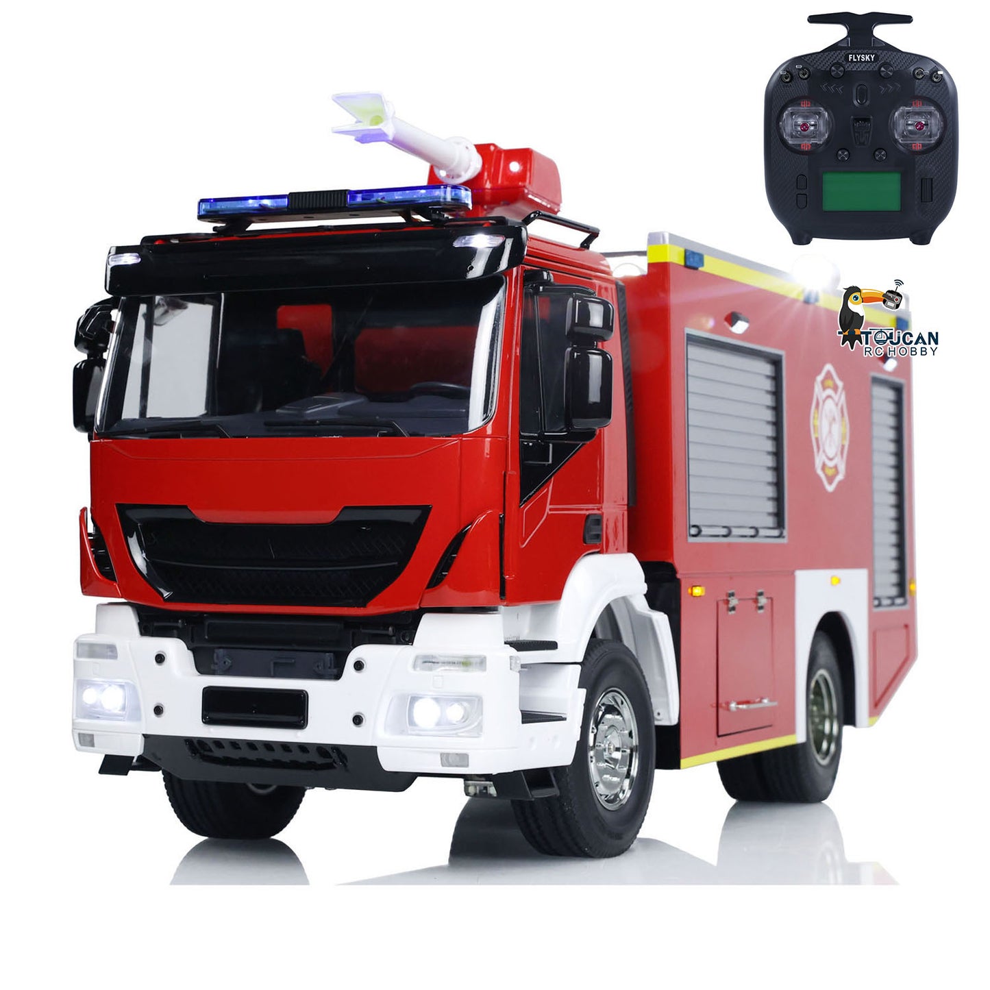 RC Fire Truck Rescue Fire 4x2 Vehicle 1:14 Light Sound 2-Speed Transmission