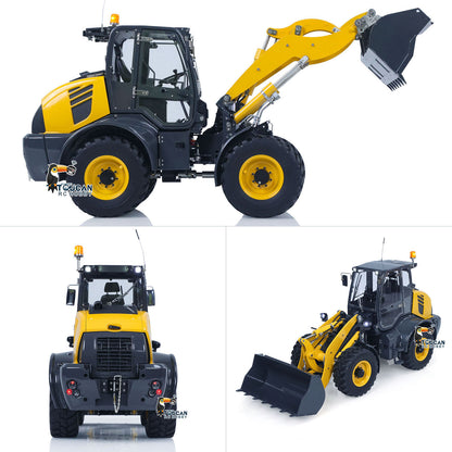 LESU 1/14 4X4 RC Hydraulic Loader Aoue WA100M-8 Metal Remote Control Construction Vehicle Model 4CH Valve Axle Lock Sound Light Engineering Machine