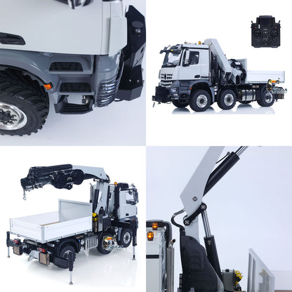4151 AK Metal 1/14 RC Tractor Truck with Hydraulic Crane Fly Jib Arm Bucket 6*6 Remote Control Farm Car 3Speed Model Lorry Sound