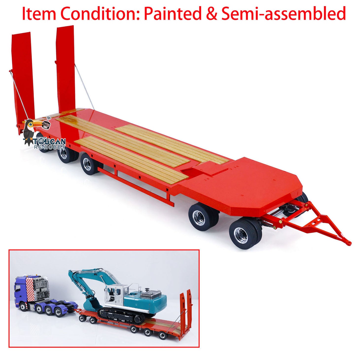 LESU Metal Flatbed Trailer for 1/14 RC Hydraulic Car