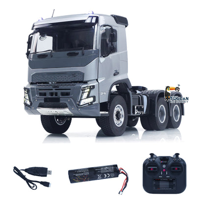 Double E 1/14 6X4 Remote Control Tractor Truck FMX RC Model Vehicle 2Speed Metal Gearbox Chassis Rail Openable Door HotRC Radio
