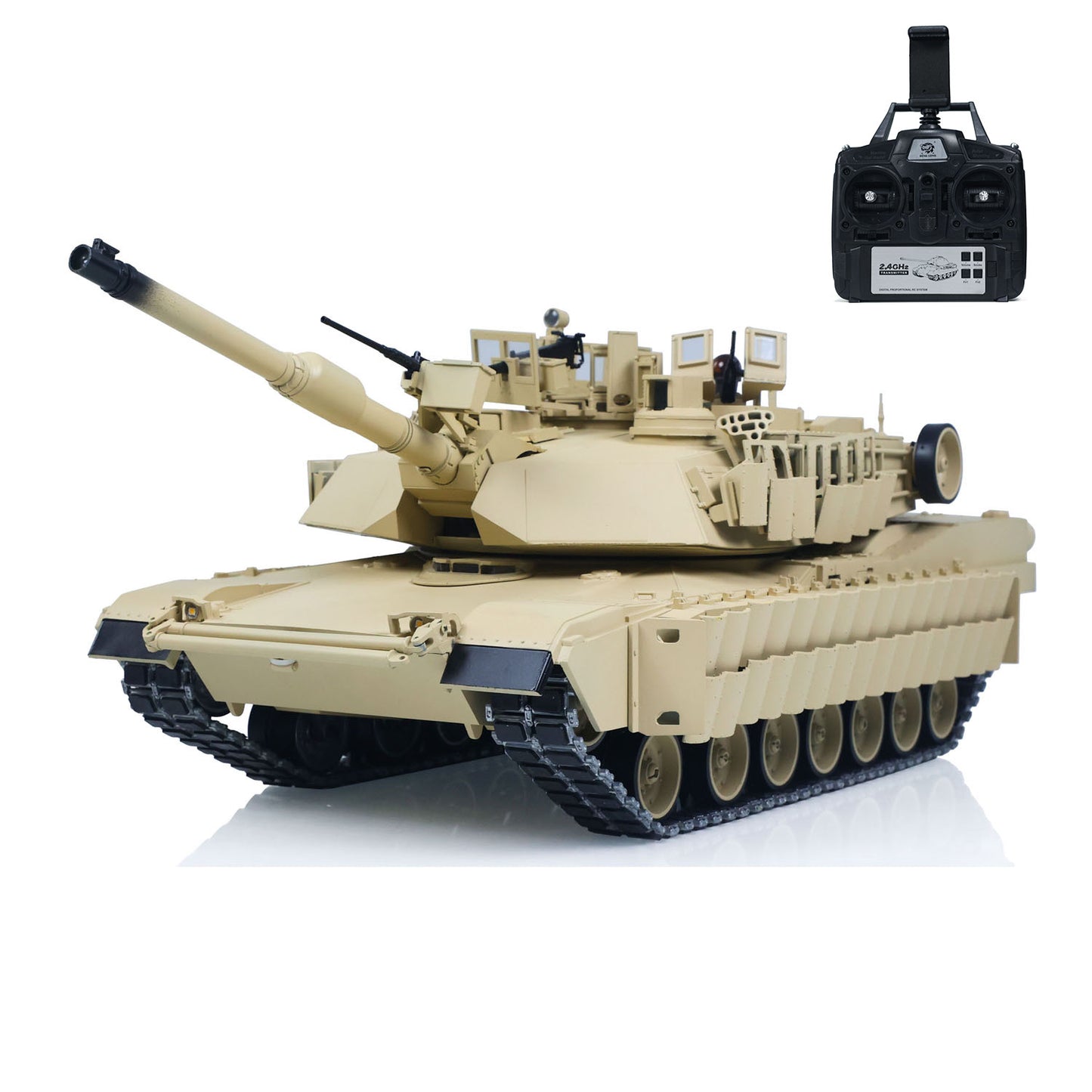 TOUCAN 1/16 Metal RC Tank M1A2 Abrams IR Dual Current Driving Gearbox Barrel Recoil Elevation 360 Turret Rotation Smoke RTR FPV Camera Charger