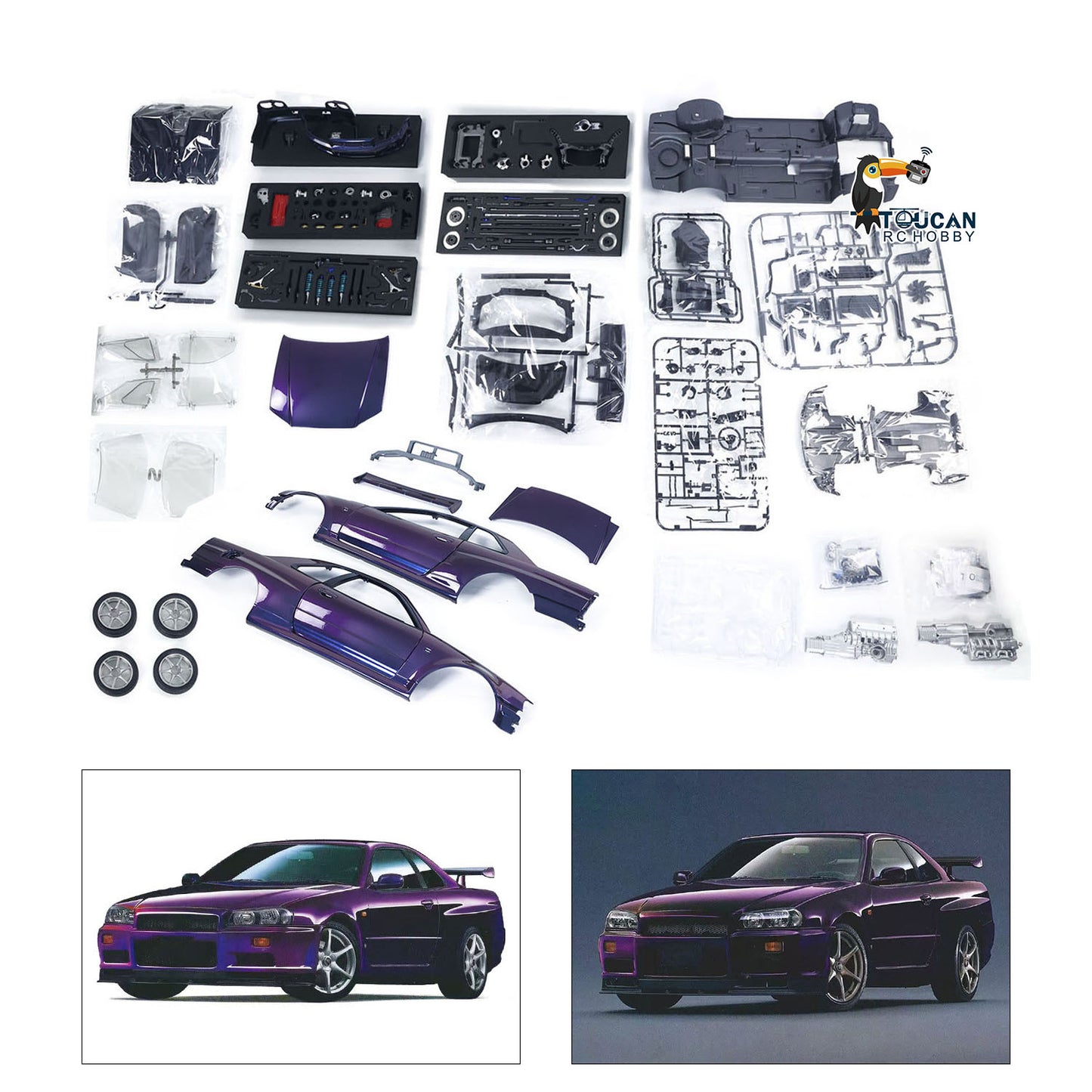 Capo 1/8 Unmontiertes 4x4 4WD R34 RC-Renn- und Driftauto zum Sammeln