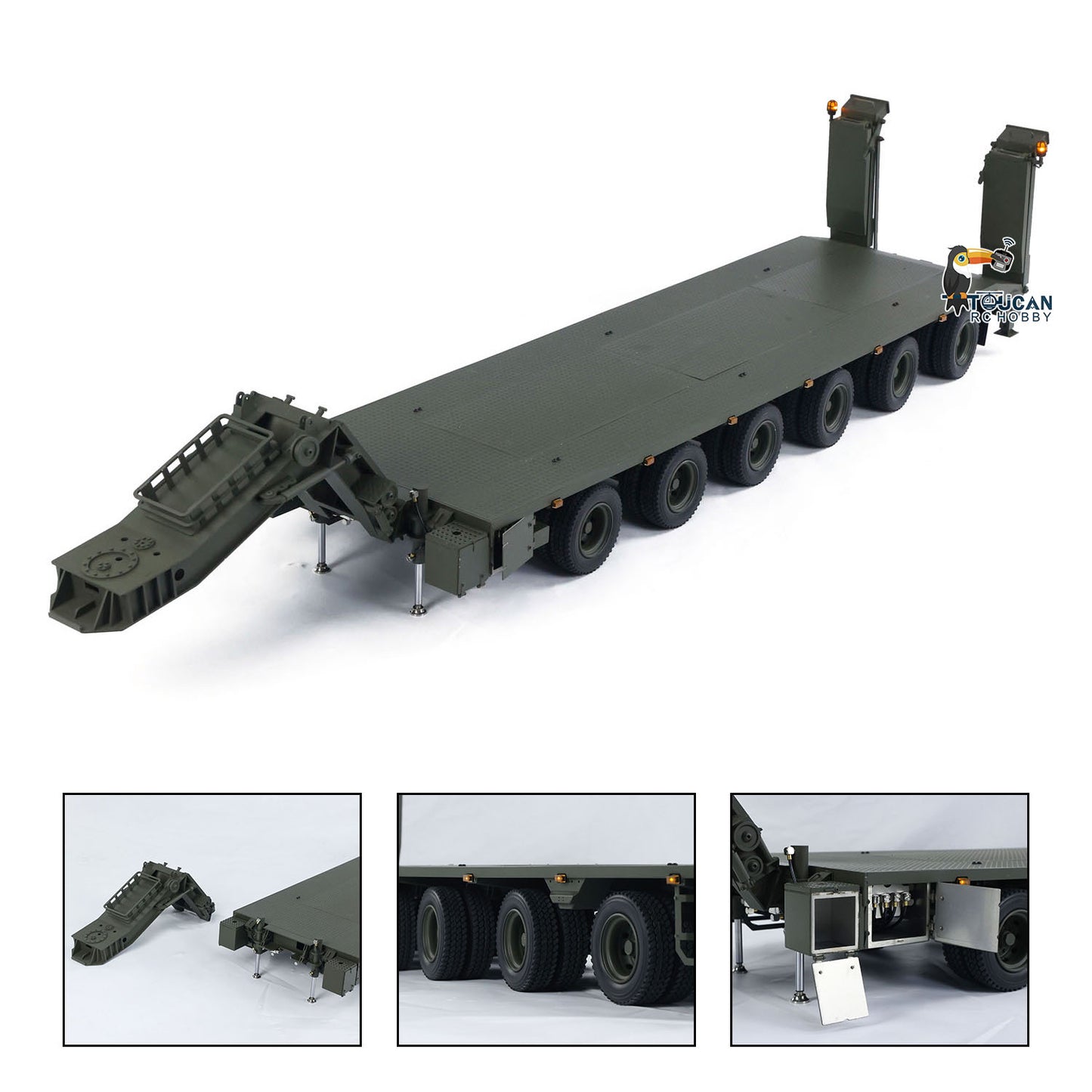 Metal RC Hydraulic Semi Trailer for 1/14 Elefant FAUN SLT-56 Tank Transporter