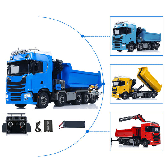 10x10 Metal Chassis 770S 1/14 RC Hydraulic Dump Truck Crane Full Tipper Machine