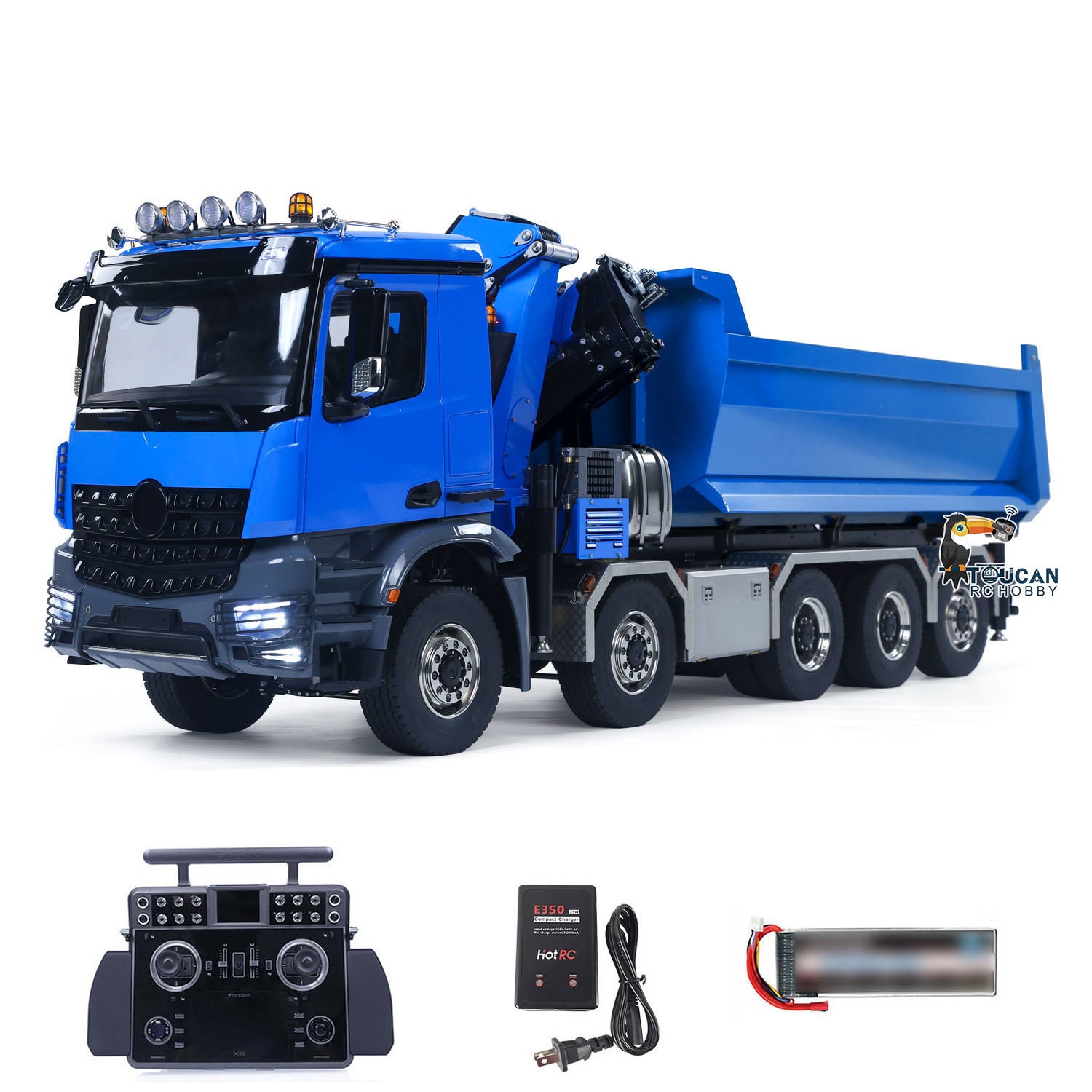 10x10 1/14 RC Hydraulic Crane Truck Full Dumper RTR XRLite Radio