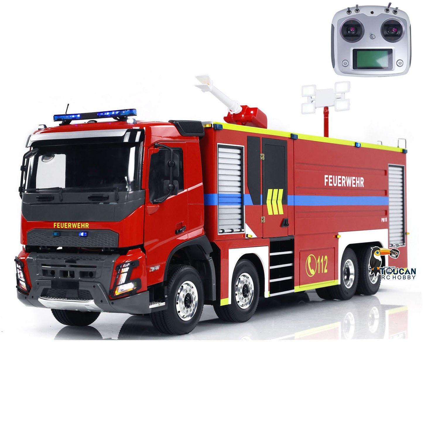 EN STOCK 1/14 Camion de pompiers télécommandé 8x4 RC Modèle de lutte contre les incendies