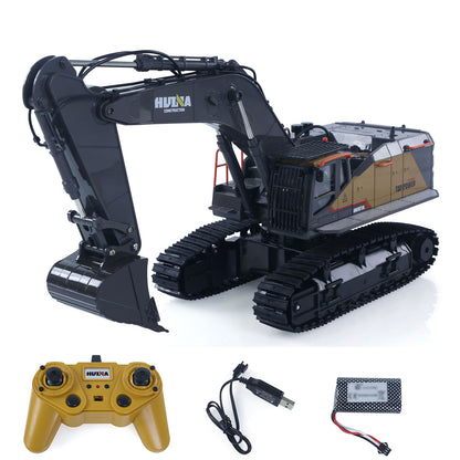US STOCK HUINA Toy 1/14 592 RC Tracked Excavator Car Model Gift 2.4G Radio Light Sound