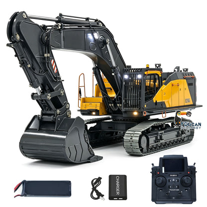 1/14 Metal RC Hydraulic Excavator EC950 Dual Pump Digger Model 8CH Valve Hydraulic Lifting Counterweight Ripper Light Sound
