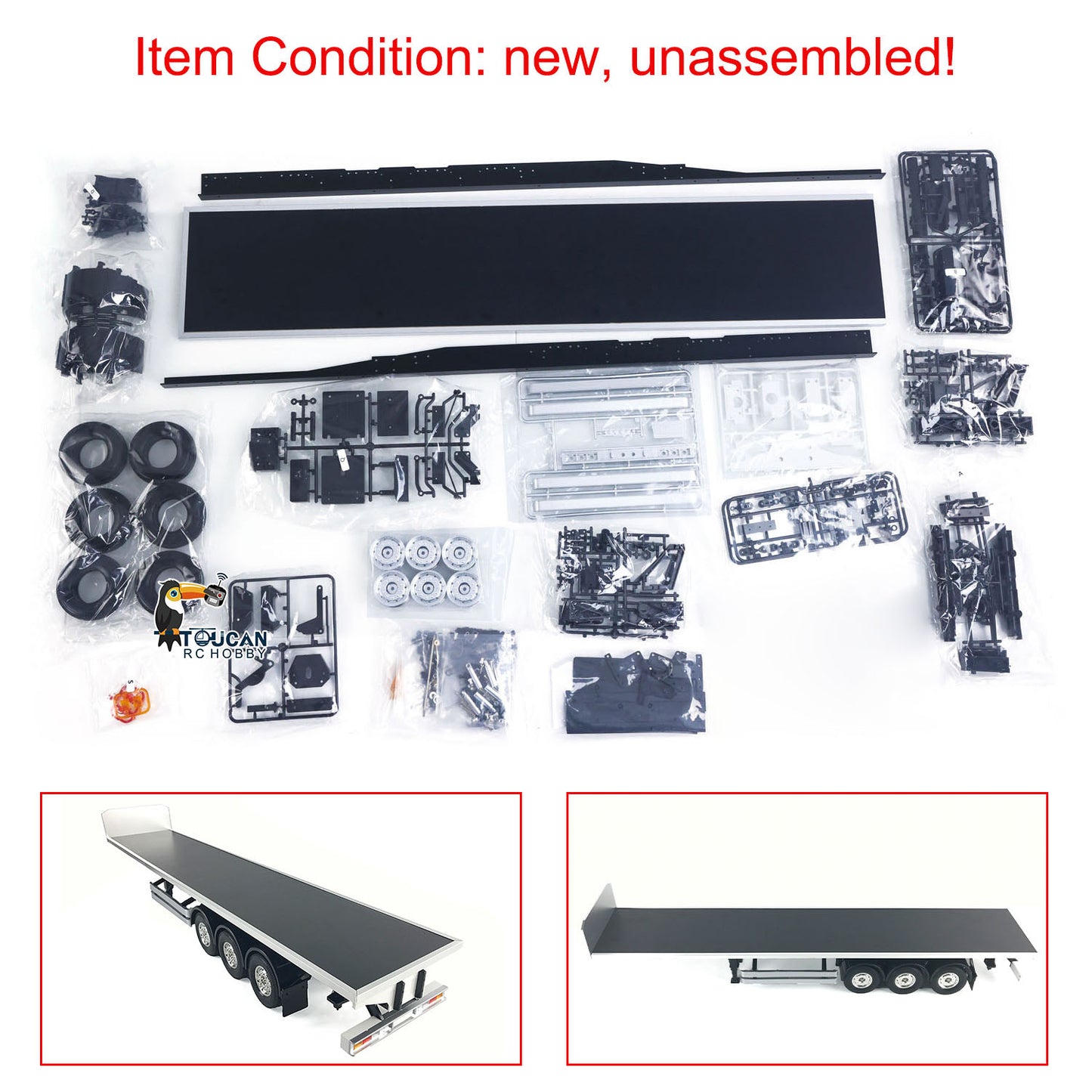 EN STOCK TOUCANRC Châssis à plateau RC Semi-remorque pour camion tracteur DIY TAMIYA 1/14