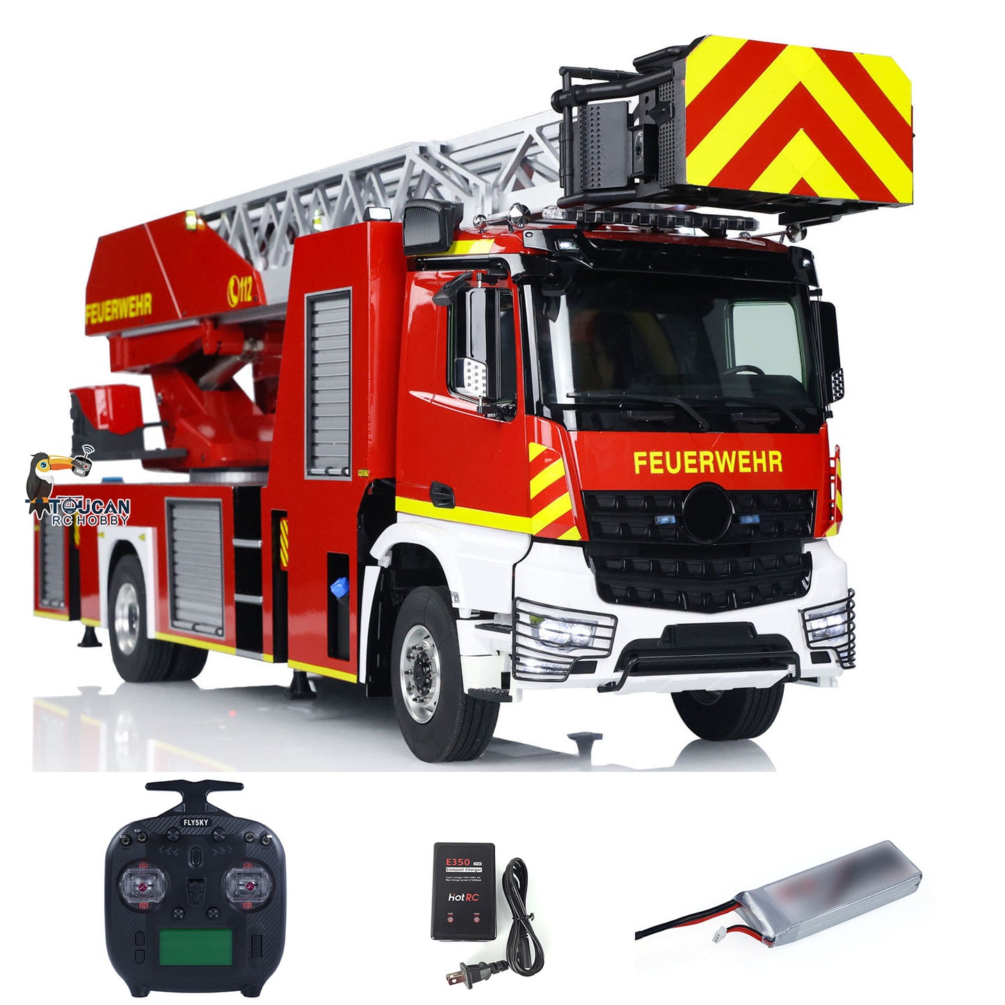 1/14 4X2 Metal Chassis Electric Lift Ladder Truck RC Fire Truck ST8 Radio 2Speed Full Metal Differential Axle