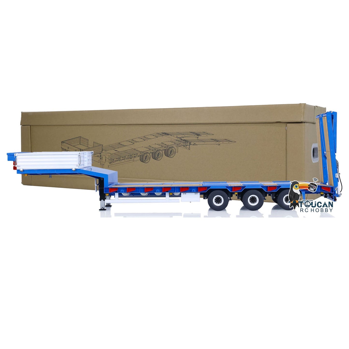 IN STOCK 1/14 LESU Metal Trailer Hydraulic Lifting Tailboard Painted