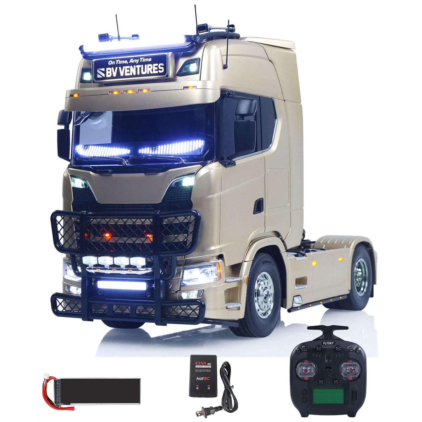 TOUCAN 1/14 Remote Control Tractor Truck 4X2 TAMIYA Chassis 56379 3Speed Gearbox Flowing Water Light Smoke Unit ST8 Radio RTR Demon Eye Electric Windshield Wiper