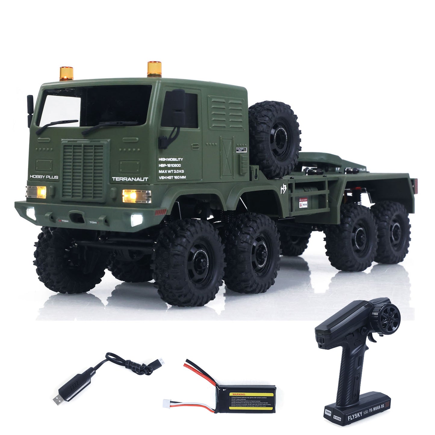 US Stock 1/18 Remote Control Military Truck 8X8 All Wheel Steering Electric RC Off Road Vehicle Model 2Speed Gearbox RTR Metal Chassis
