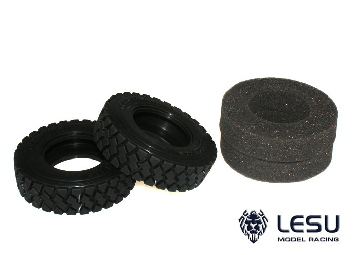 1Pair LESU Rubber Tires for TAMIYA 1/14 RC Tractor Truck Model