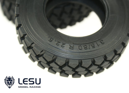 1Pair LESU Rubber Tires for TAMIYA 1/14 RC Tractor Truck Model