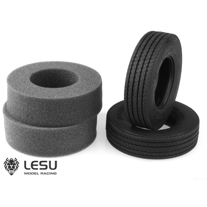 1Pair LESU Rubber Tires for TAMIYA 1/14 RC Tractor Truck Model