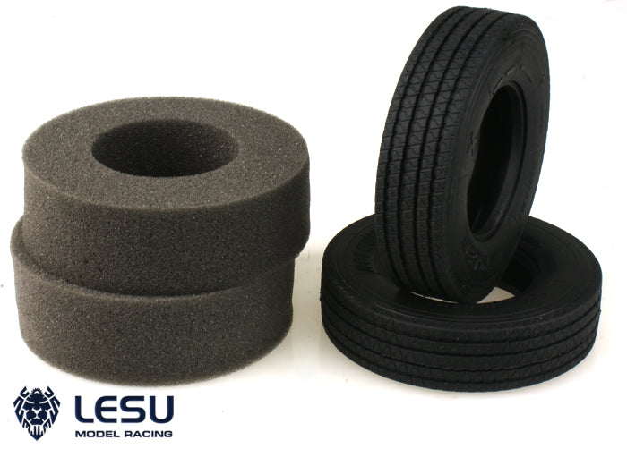 1Pair LESU Rubber Tires for TAMIYA 1/14 RC Tractor Truck Model