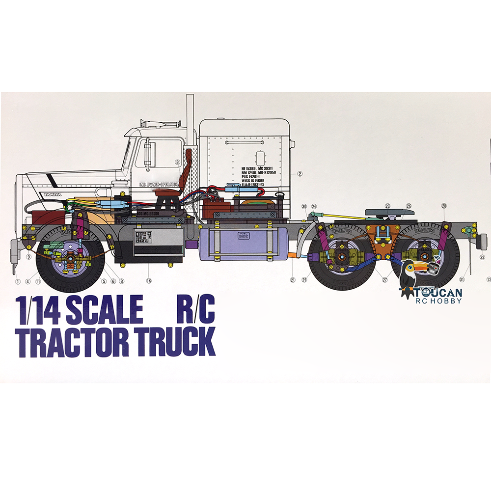 1/14 Scale 6x4 56301 RC Tractor Truck Model KIT 540 Brushed Motor Lorry Vehicles Unassembled & Unpainted Car