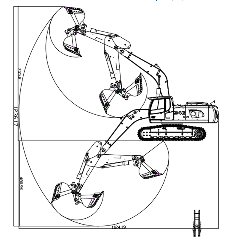 Pelle hydraulique sur chenilles MTM 1/14 946 RC 2 bras en métal ARTR avec godet de démolition