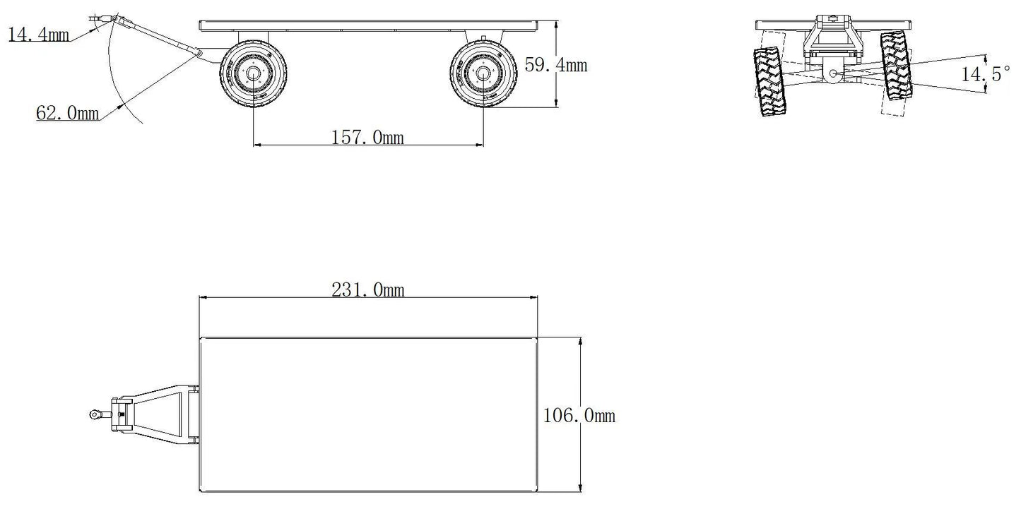 Remorque RC JDModel 1/14 pour chariot élévateur hydraulique RC