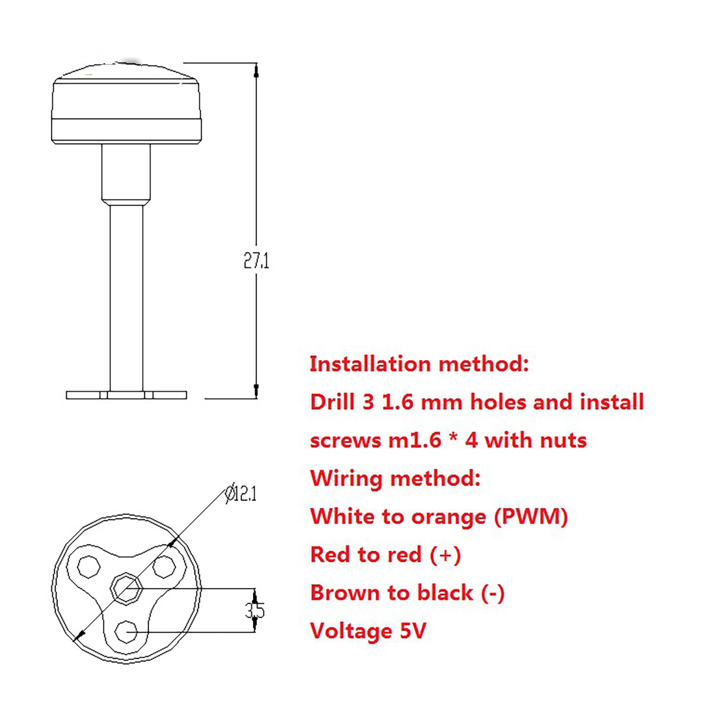 Lampe témoin d'avertissement rotative à degrés pour camion tracteur Tamiya 1/14 RC