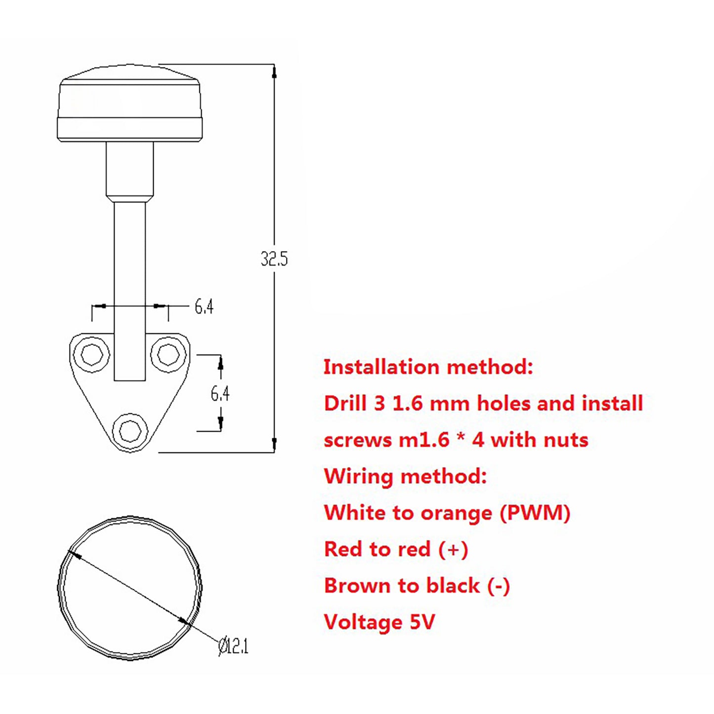 Lampe témoin d'avertissement rotative à degrés pour camion tracteur Tamiya 1/14 RC