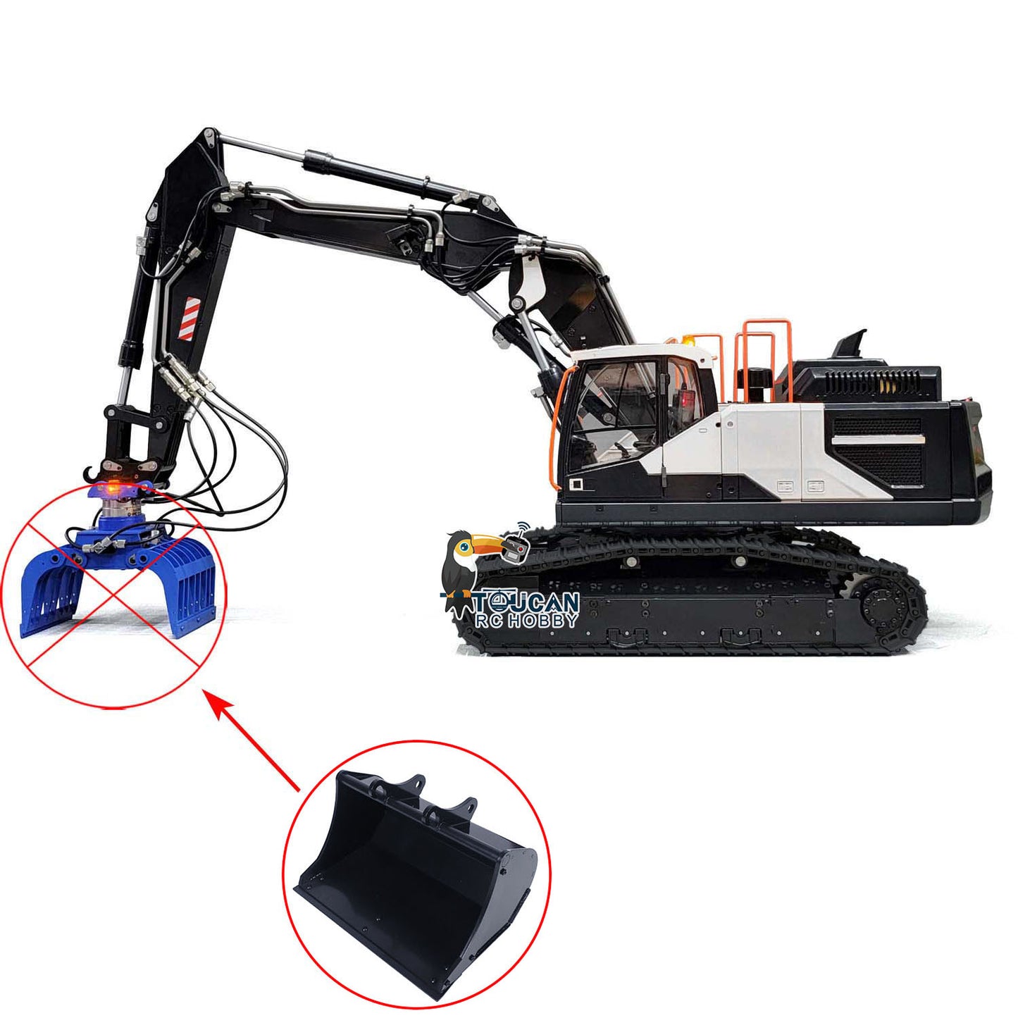 Excavatrice télécommandée à chenilles hydrauliques 3 bras EC380 1:14