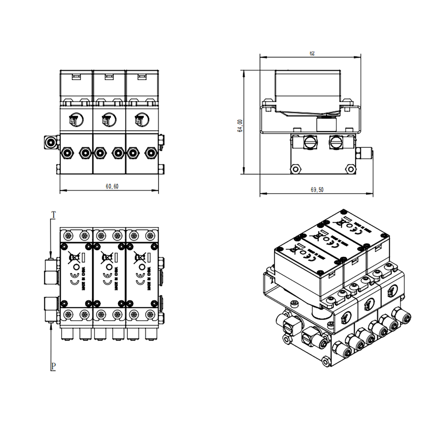 Vanne directionnelle en métal 2CH/3CH/4CH/5CH/6CH pour pelle, chargeur, bulldozer, excavatrice RC 1/12 1/14