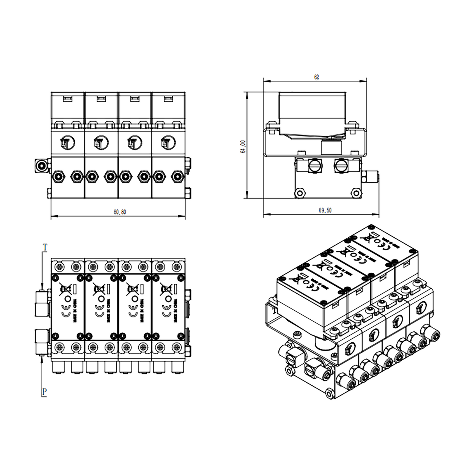 2CH/3CH/4CH/5CH/6CH Metal Directional Valve for 1/12 1/14 RC Excavator Loader Bulldozer Digger