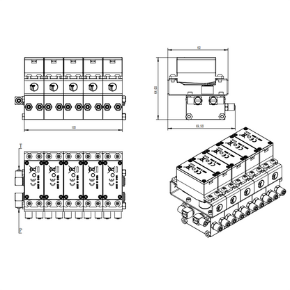 Vanne directionnelle en métal 2CH/3CH/4CH/5CH/6CH pour pelle, chargeur, bulldozer, excavatrice RC 1/12 1/14