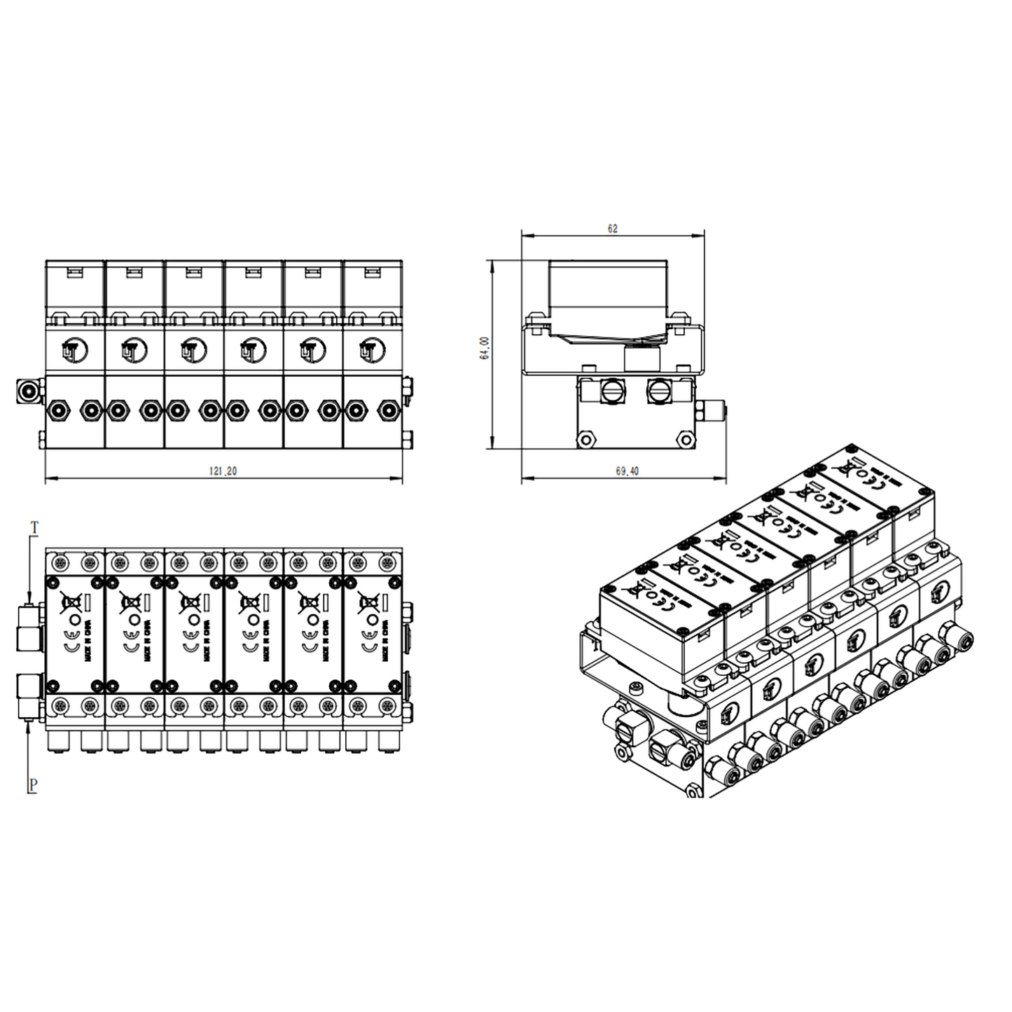 2CH/3CH/4CH/5CH/6CH Metal Directional Valve for 1/12 1/14 RC Excavator Loader Bulldozer Digger