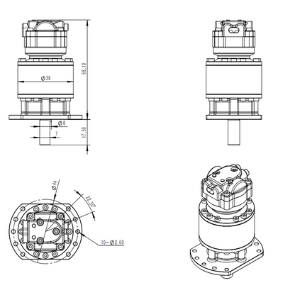 Metal Rotary Motor for 1/12 1/14 RC Hydraulic Excavator Construction Vehicles