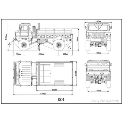 CROSSRC 1/10 GC4 4WD RC Militär-LKW-KIT