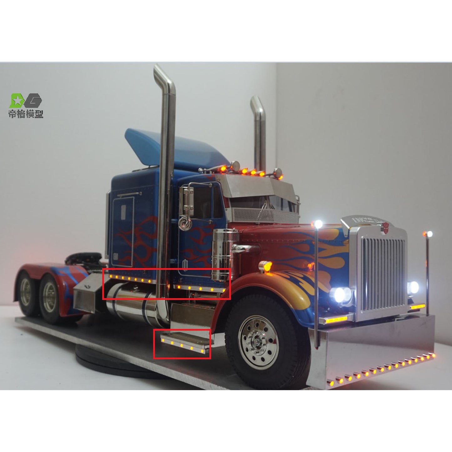 1/14 Metal Anti-skid Plate Side Light Bar LED Lights for 56301 RC Tractor Truck Remote Control Car Model