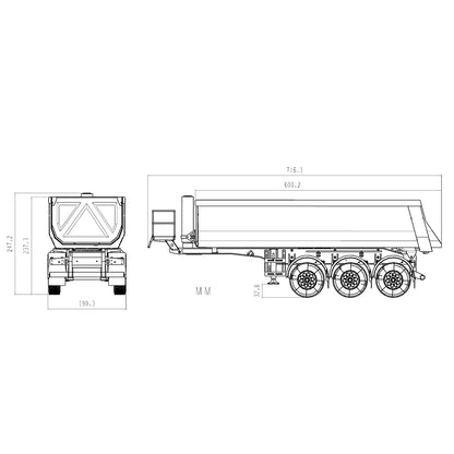 1/14 MD Model 3 Axles Hydraulic RC Dump Trailer