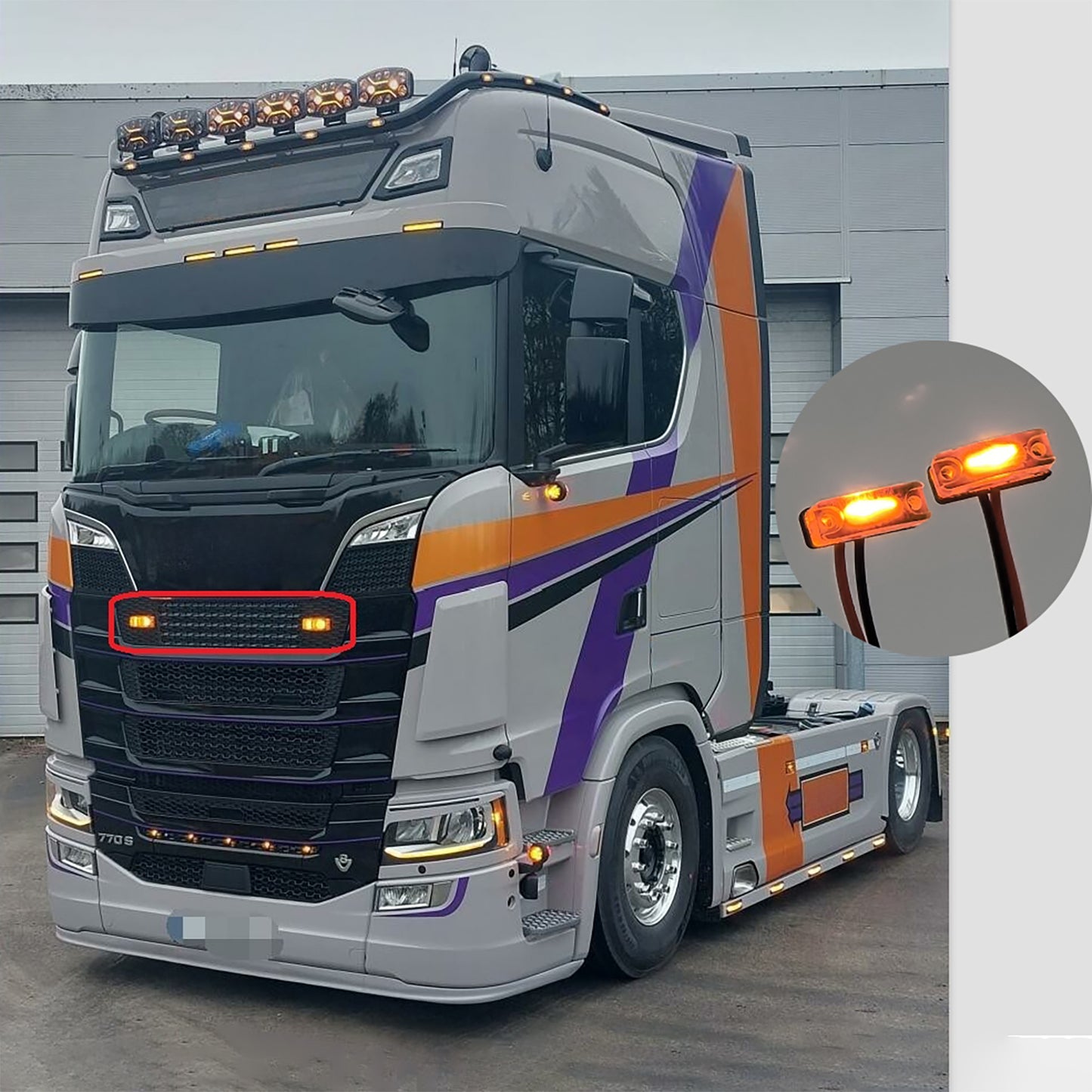 Lampe LED de cabine d'éclairage avant pour tracteur radiocommandé 1/14 770S, pièce de camion RC