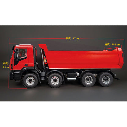 1/14 Metal 8x4 PNP Hydraulic RC Truck Dumper With 2-speed Transmission Gearbox Sound Light System