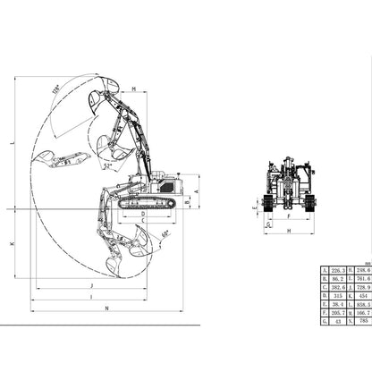 LESU 1/14 3-arm LR945 RC Hydraulic Excavator Digger KIT