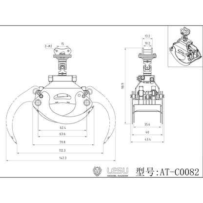 Metal Manual Quick Release Coupler Log Grapple Clamp Sieve Bucket Ripper for LESU Aoue PC30 B0003 1/14 RC Hydraulic Excavator Remote Control Mini Digger DIY Model