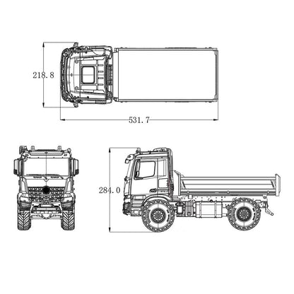 3363 MD 1/14 4x4 Metal Remote Control Hydraulic Dumper 2Speed Gearbox Differential Locks RC Tipper Model ST8 Radio Light Sound