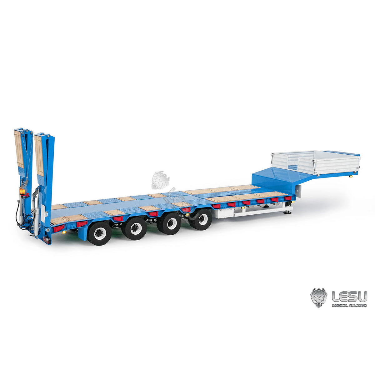 LESU Metal 1/14 RC Trailer A0054 Hydraulic Lifting Tailboard 4 Axles Steering Available for DIY RC Tractor Truck Lorry Car Model Lights