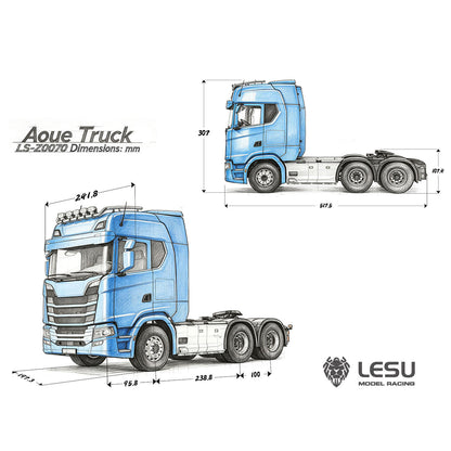 LESU 1/14 6x6 Metal Chassis Radio Control Tractor Truck 3Speed Gearbox Differential Lock Remote Control Lorry Car Light Sound