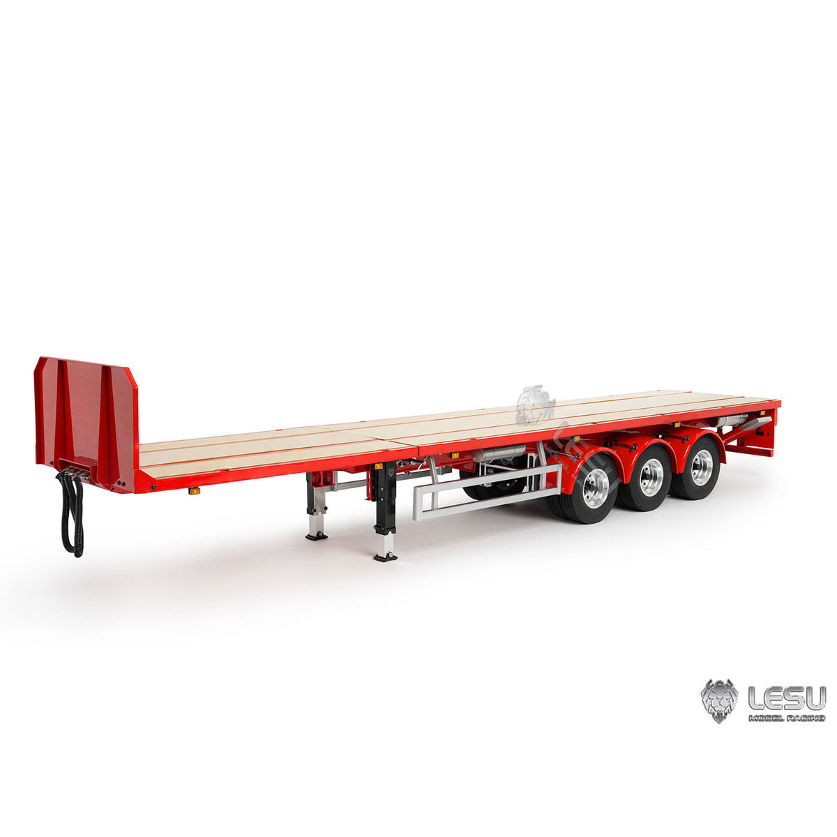 LESU Metal 3Axles Manual Support Legs Extendable Flatbed Semi Trailer for 1/14 Remote Control Tractor Truck RC Loader DIY Model