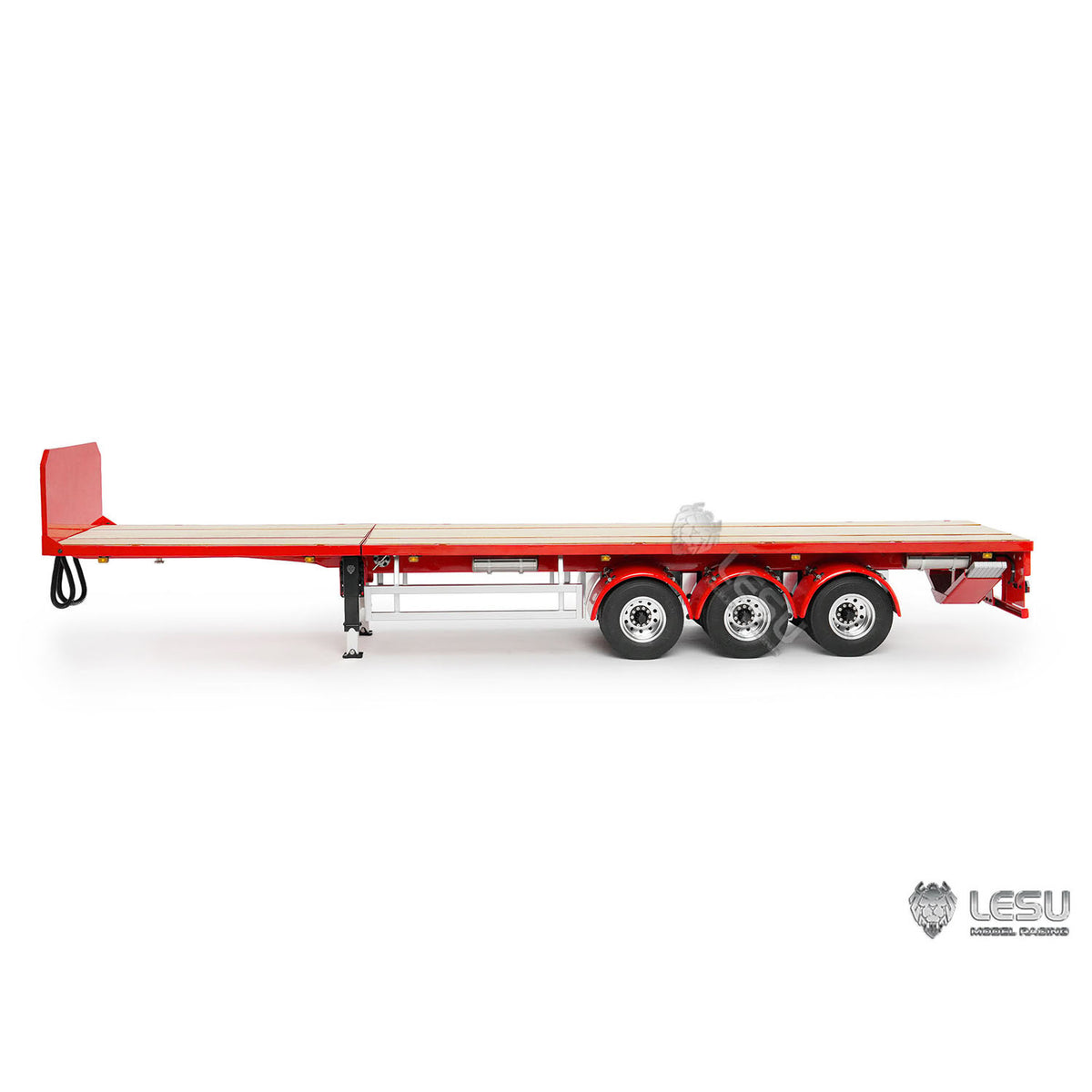 LESU Metal 3Axles Manual Support Legs Extendable Flatbed Semi Trailer for 1/14 Remote Control Tractor Truck RC Loader DIY Model
